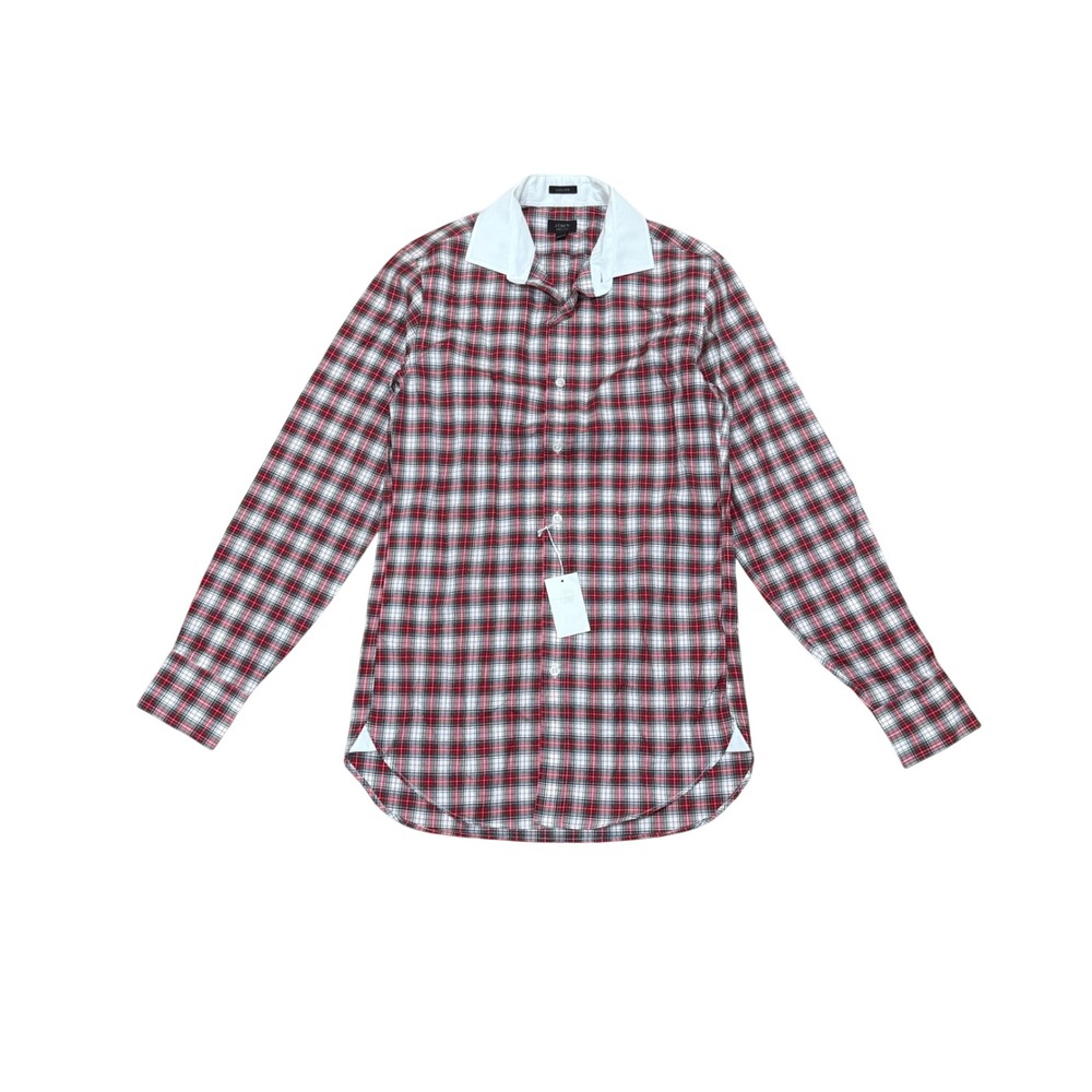 J.Crew Ludlow Dress Shirt Mens XS Red White Plaid 120s 2-Ply Cotton NWT
